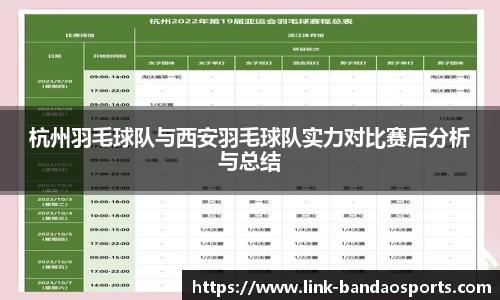 杭州羽毛球队与西安羽毛球队实力对比赛后分析与总结